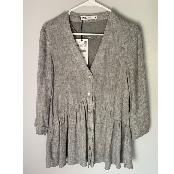 Zara Dropwaist Button Up Blouse - Picture 6 of 7